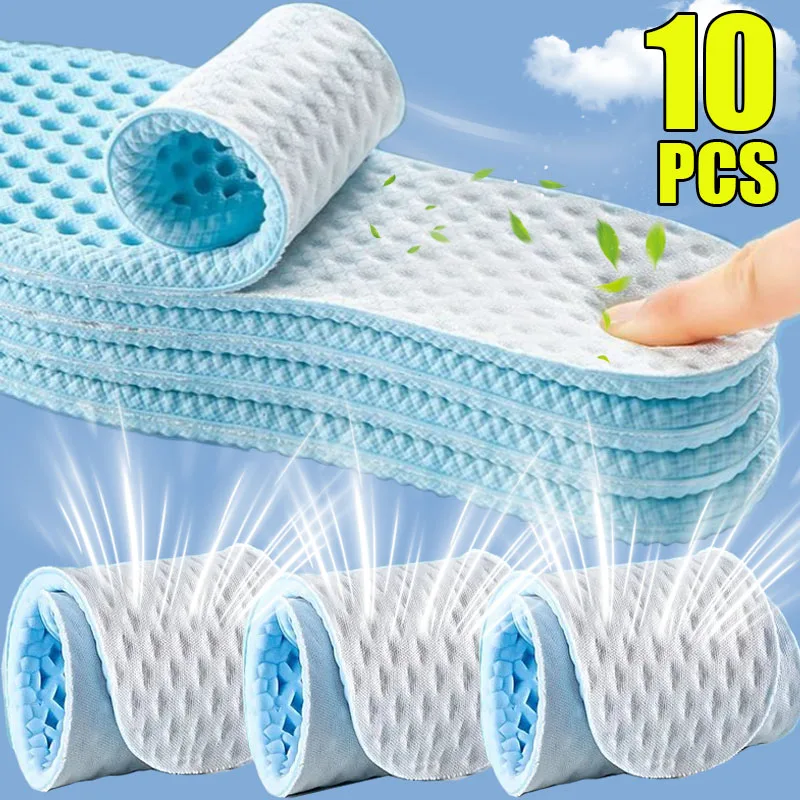 Sweat Absorb Insoles for Shoes Deodorization Breathable Sport Shoe Pads High Elastic Barefoot Thin Insert Cushion for Women Men