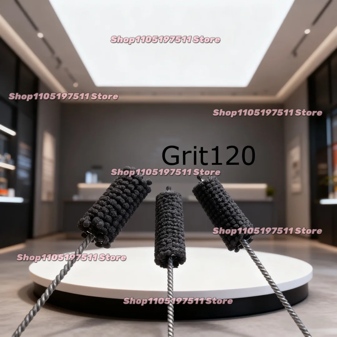 1pcs Grit120 Abrasive Ball Deburring Brush Inner Hole Grinding Head Pipe Polishing Brush Tube Cleanin Brush Total Length 200mm
