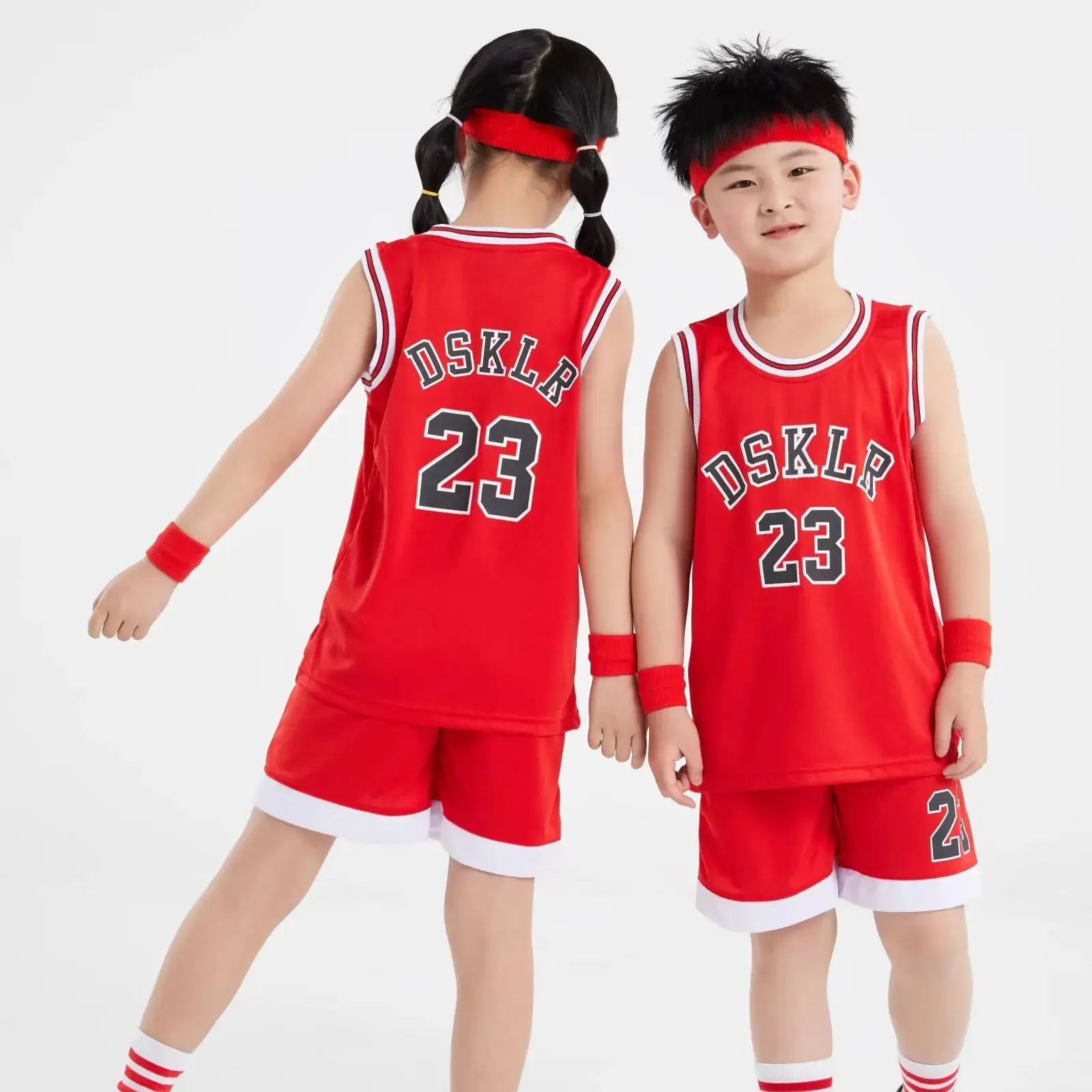 NEW 24/25 Children\'s clothing suit boy girl Fans Basketball Jerseys Bull 23  game team uniform training  Vest and shorts