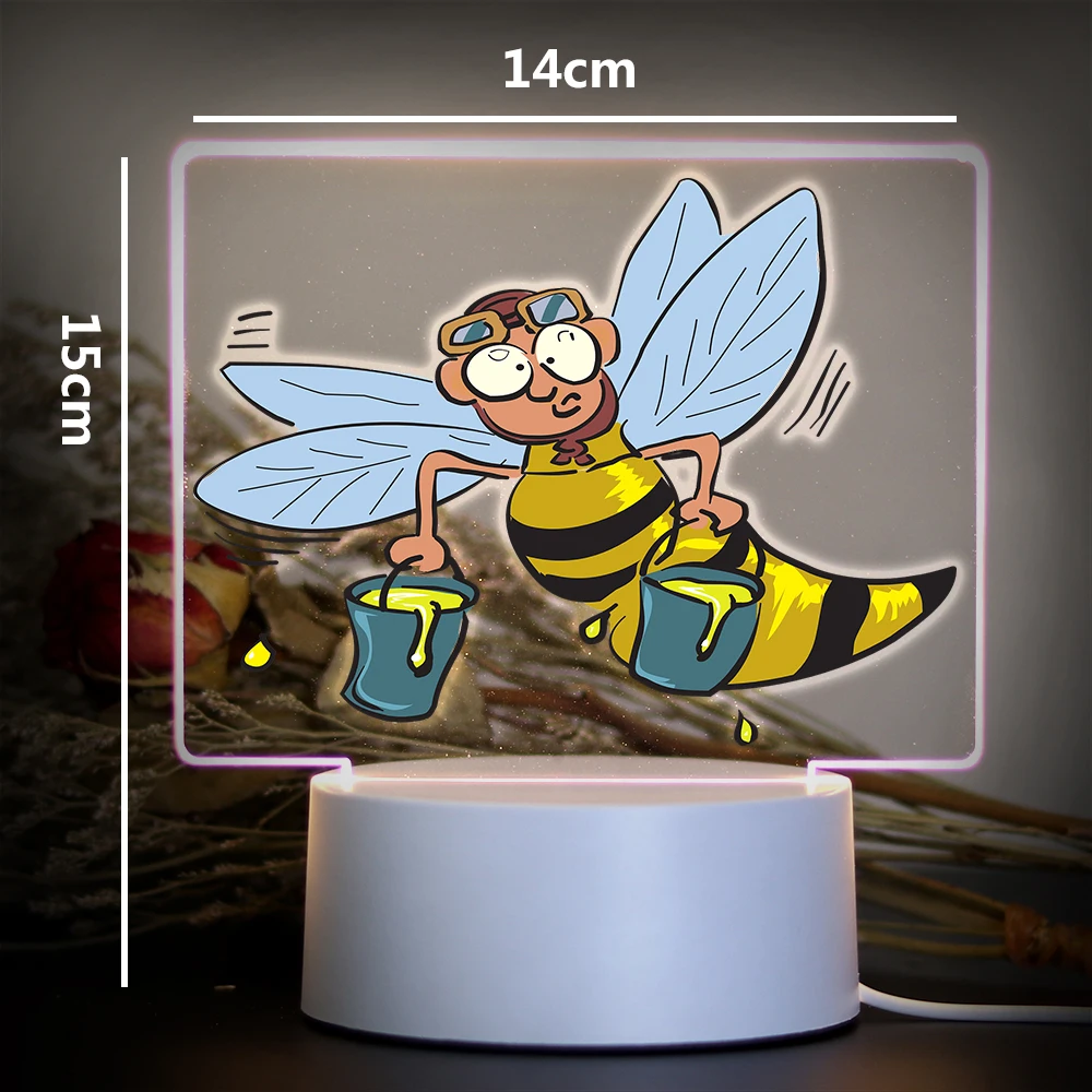 Bees USB 분위기 테이블 램프, RGB 주변 조명, 16 가지 색상 변경, 침실 축제 홈 침대 옆, 게임 룸 장식