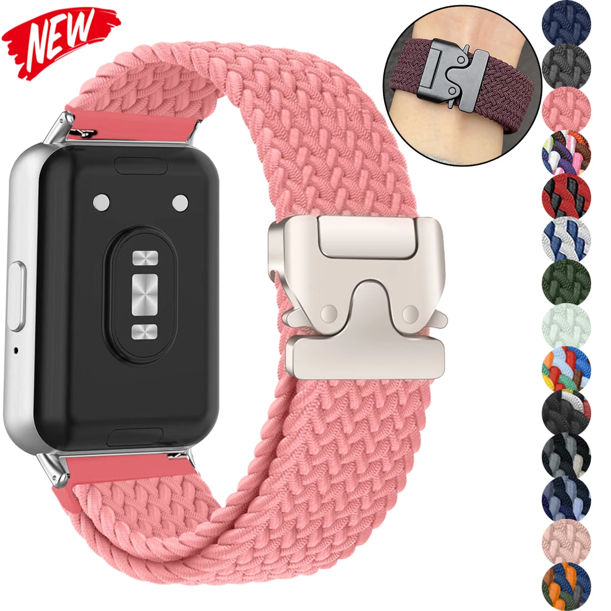 Nylonarmband für Samsung Galaxy Fit 3, verstellbares geflochtenes Solo-Loop-Ersatzarmband für Samsung Fit 3 Uhrenarmband