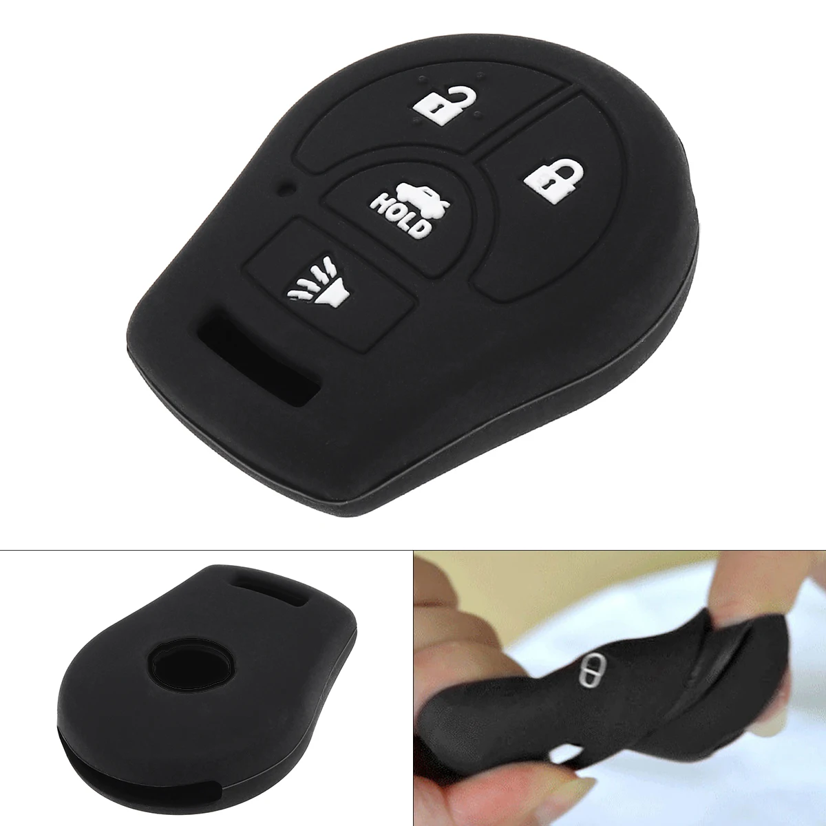 

4 Buttons Car Remote Key Fob Case Shell Fit for Nissan March Qas hqai Sunny SylphyTiida Silicone Key Case Cover Protector Holder