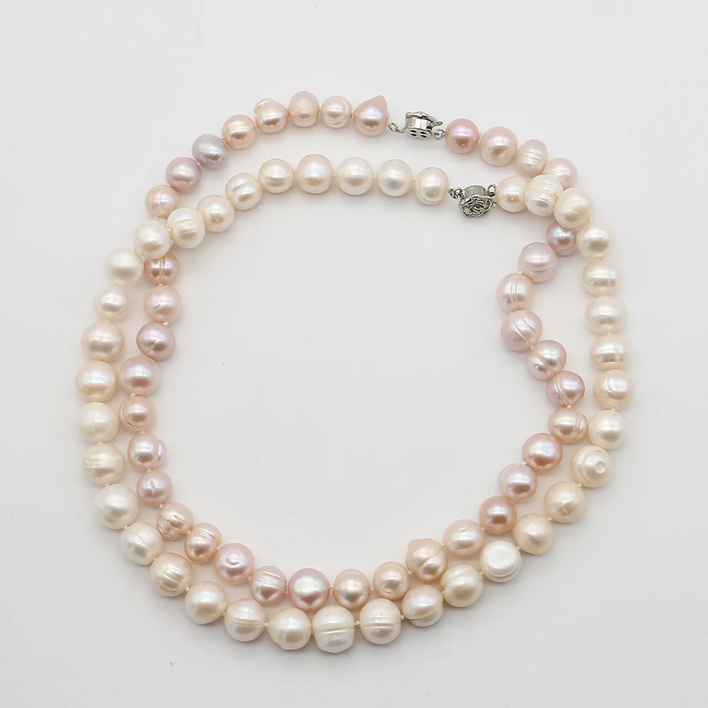 Elegant Temperament Natural Freshwater Twisted Round Bead Baroque Pearl Necklace 41cm Jewelry Accessory for Outfits Handbags