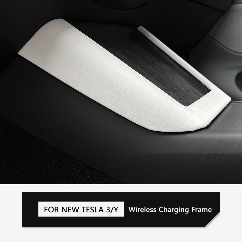 for Tesla Model Y Launch Juniper 2025 Model 3 Highland 2024 White leather Center Console Wireless charging frame Cover - view 2