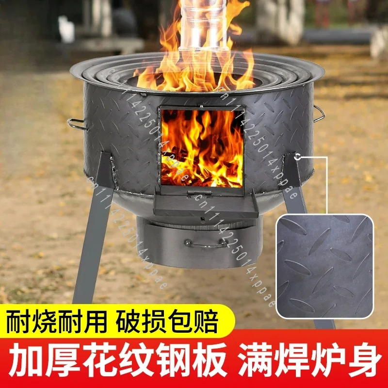 Indoor Household New Firewood Stove Accessories Chimney Old-fashioned Ground Pot Outdoor PicRural Firewood Heating Stove