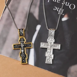 Movie John Wick Jesus Cross Necklace Crucifix Eastern Orthodox Prayer Big Pendant For Men Women Jewelry Accessories Gifts