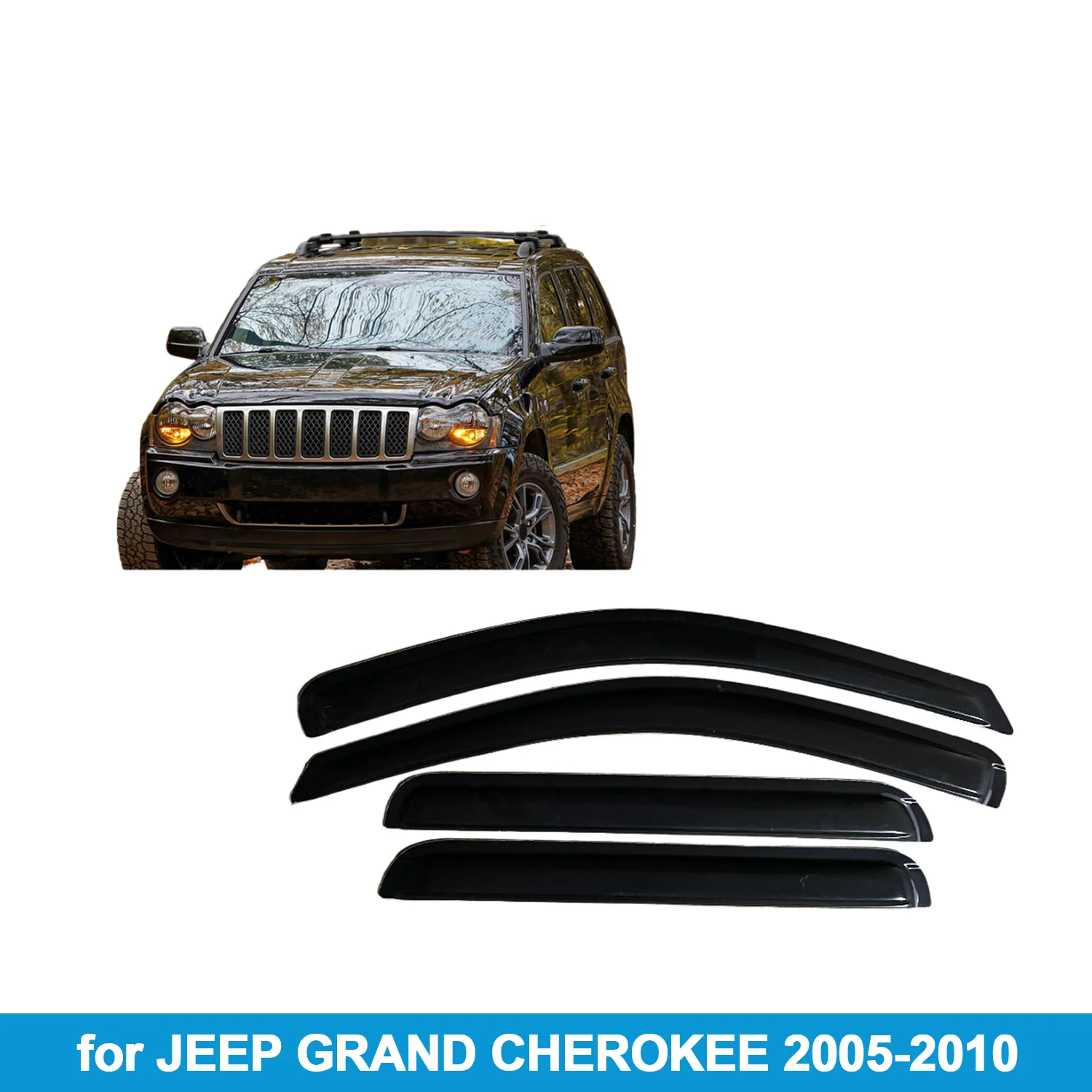 

Оконный козырек для JEEP GRAND CHEROKEE 2005-2010, защита от дождя, боковой дефлектор, защита от атмосферных воздействий, лента для наружного крепления