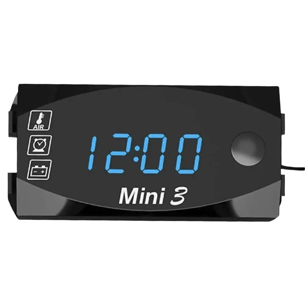 최신 오토바이 전압계 전자 시계 IP67 방수 시계 전압계 온도계 디지털 범용 LED 방진 Wa S6C9