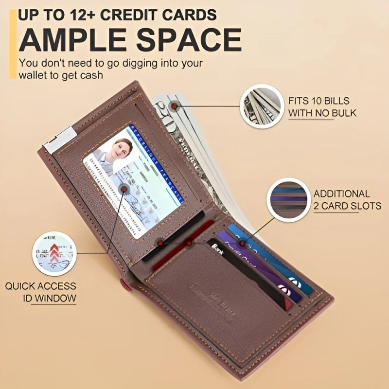 Personalized Wallet for Men Custom Wallets for Men Engraved Letter Name Leather Wallet Bifold Custom Gifts for Dad/Husband image 6