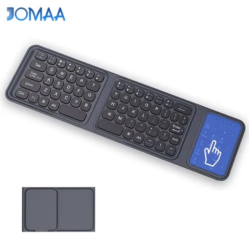 Teclado plegable Bluetooth Jomaa, teclado inalámbrico triple, cubierta de cuero PU, 3 conexiones de dispositivos, para tableta, teléfono y portátil