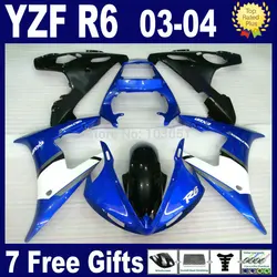 7 gifts Custom fairings kit For Yamaha R6s 03 04 05 blue white  YZF R6 2003 2004 2005  bodywork Fairings