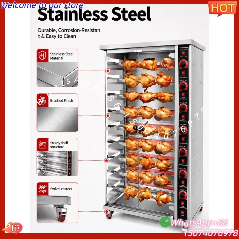 2026 Countertop Electric Rotisserie Oven Commercial Chicken Grill Machine Automatic Rotary Poultry Roaster BBQ Equipment