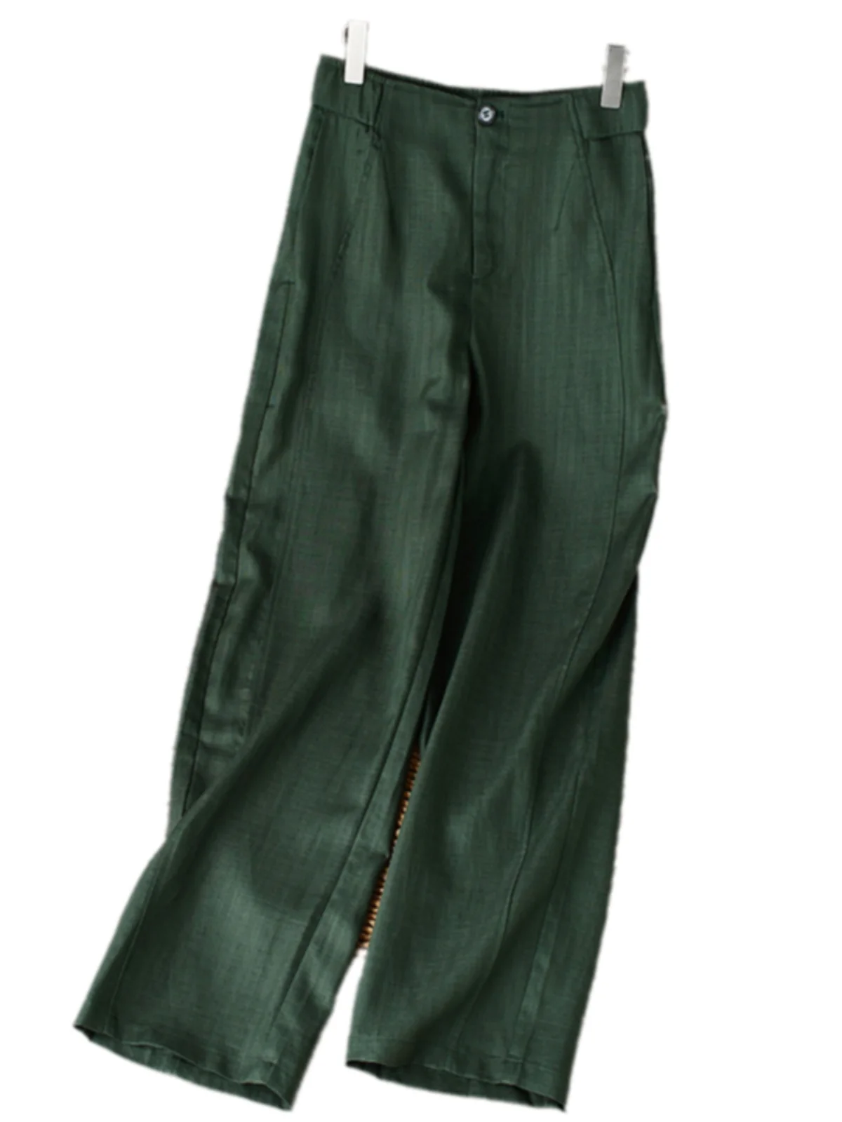 Cintura alta perna reta calças de perna larga feminina algodão linho versão estreita retro sle casual calças compridas início do outono