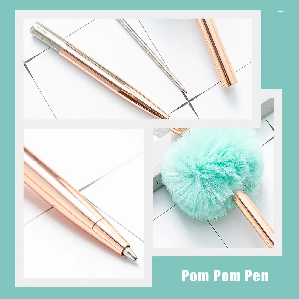 

2Pcs Pom Pom Pen Crown Design Ballpoint Pens Smooth Writing for School Office Use Adorable Stationery Gift Crown Pompom Pen