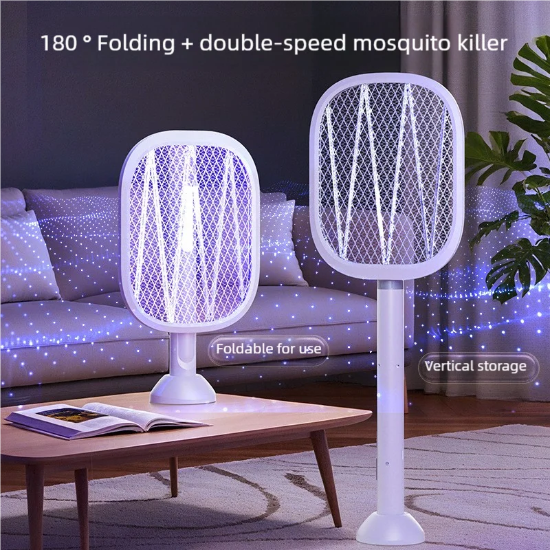 180° Free Folding Bug Zapper Racket Rechargeable Electric Fly Swatter Mosquito Killer Lamp 2 in 1 Insect Trap Indoor Outdoor
