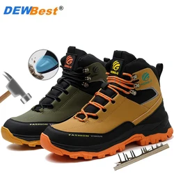 Men's waterproof safety shoes, high cut autumn and winter anti smashing, anti stab, anti slip, wear-resistant work shoes