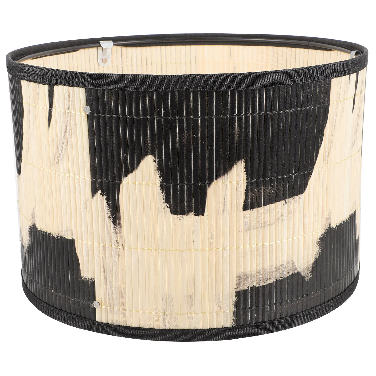 

Bamboo Lamp Shade Drum Style Elegant Printing Cover Decorative Fixture for Restaurant Home Hotel Pendant Light Modern Rustic