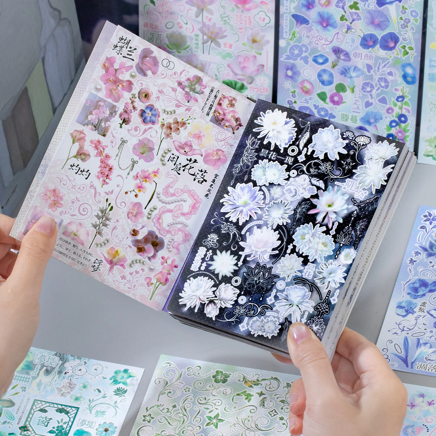 30sheets Flower Collection Preface Series Creative Flower Patterns Die Cutting Stickers Book DIY Diary Scrapbook Phone Case