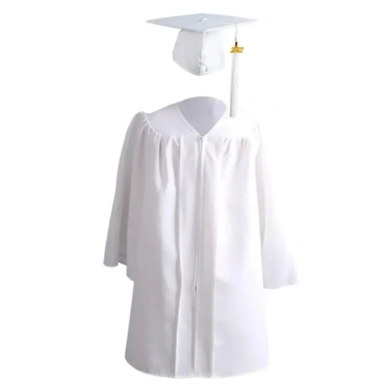 Vestido de formatura solto com zíper para crianças, boné, uniforme escolar, terno de formatura, 2 pçs/set, 2024