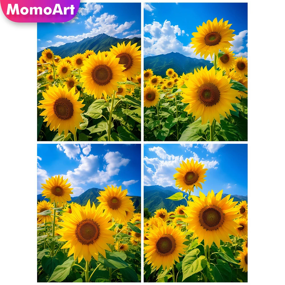 MomoArt Diamond Embroidery Sunflower Painting Mountain Picture Rhinestones Landscape Mosaic Flower New Arrival Decor for home