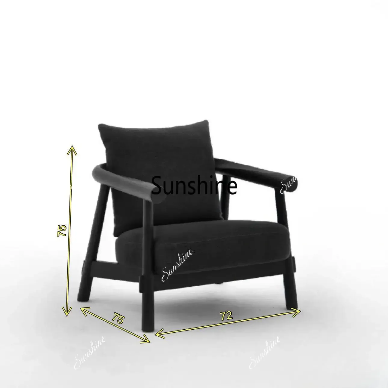 Medieval solid wood simple homestay cotton and linen fabric living room reception sofa chair