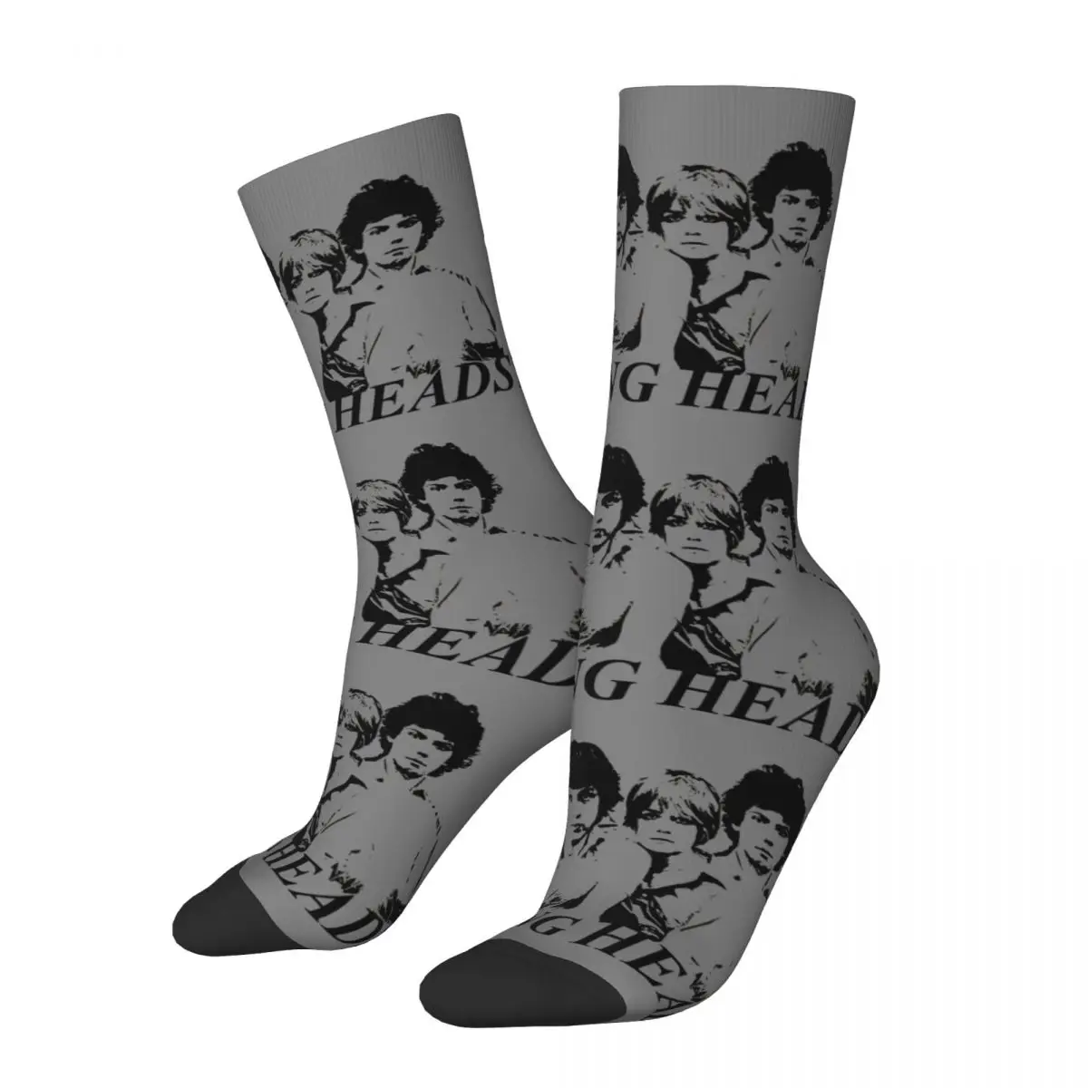 Vintage Black Stencil Men's compression Socks Unisex Talking Heads Harajuku Seamless Printed Novelty Crew Sock