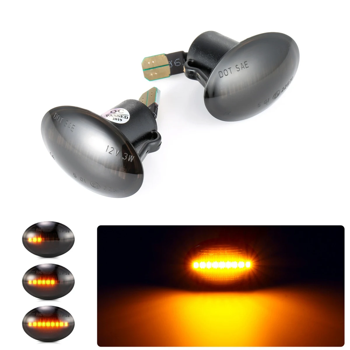 Amber LED Dynamic Turn Signal Side Marker Light Sequential Blinker Light Side Marker Lamp For Fiat 500 2007-On Car Styling