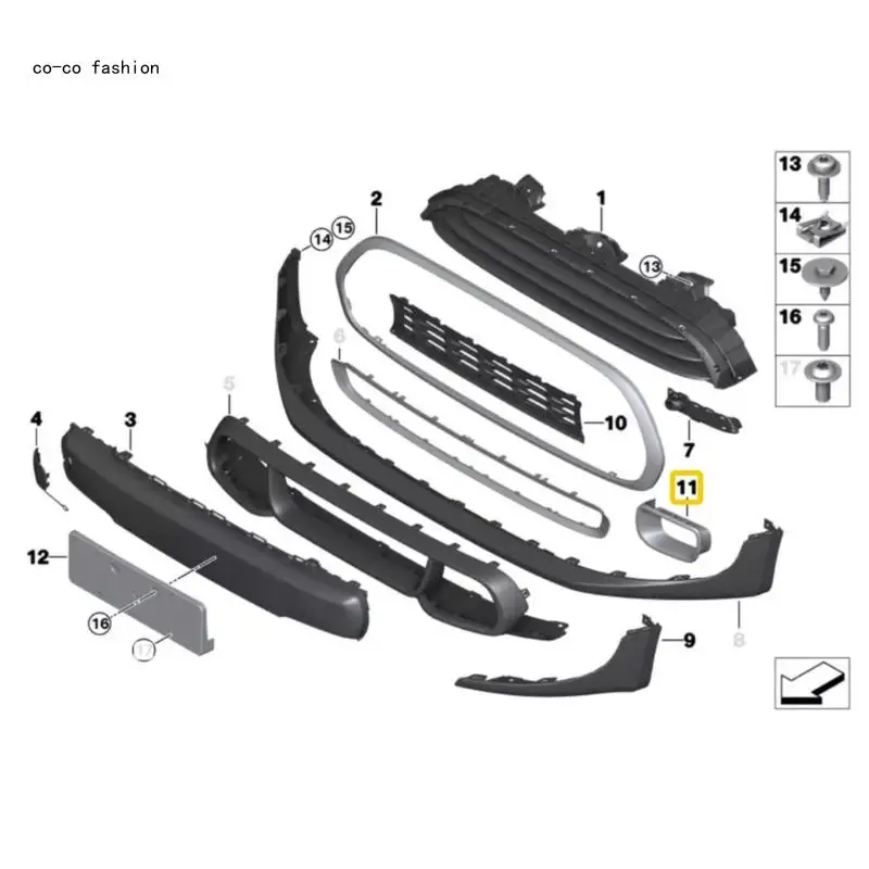 517B 1 Pair Front Air Duct Cover for Mini F55/F56/F57 2014-2021 Replace 51117337811