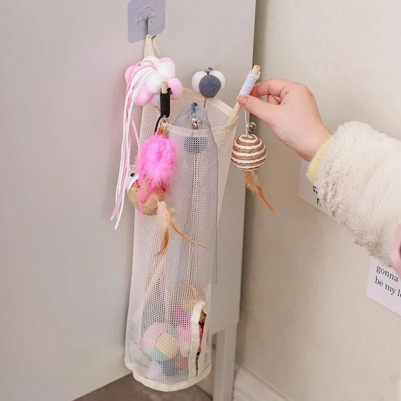 Wandmontierte Netz-Aufbewahrungstasche für Katzenspielzeug – geeignet für Haustierspielzeug, Katzenspielzeug-Aufbewahrung, Welpenspielzeug-Aufbewahrungstasche, ohne Platz zu beanspruchen. – Detail 10