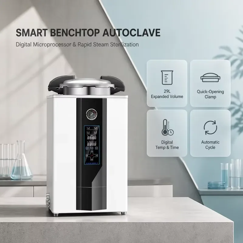 i BAXIT 29L Stainless Steel Laboratory Vertical Pressure Steam Sterilizer Autoclave Machine with Digital LCD Display