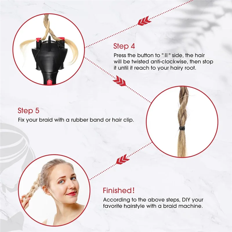 مجموعة ABZA-3 قطع ماكينة تجديل كهربائية أوتوماتيكية باللون الأسود لتصفيف الشعر بنفسك ماكينة تجديل أوتوماتيكية للنساء والفتيات