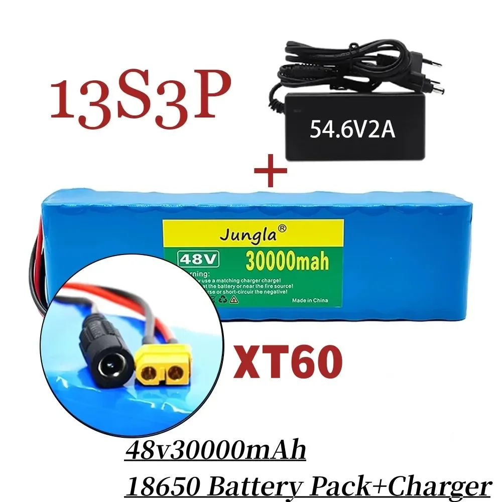 

13S3P 48V 30Ah lithium-ion battery pack 54.6V 30000mAh 1000W, built-in BMS+charger