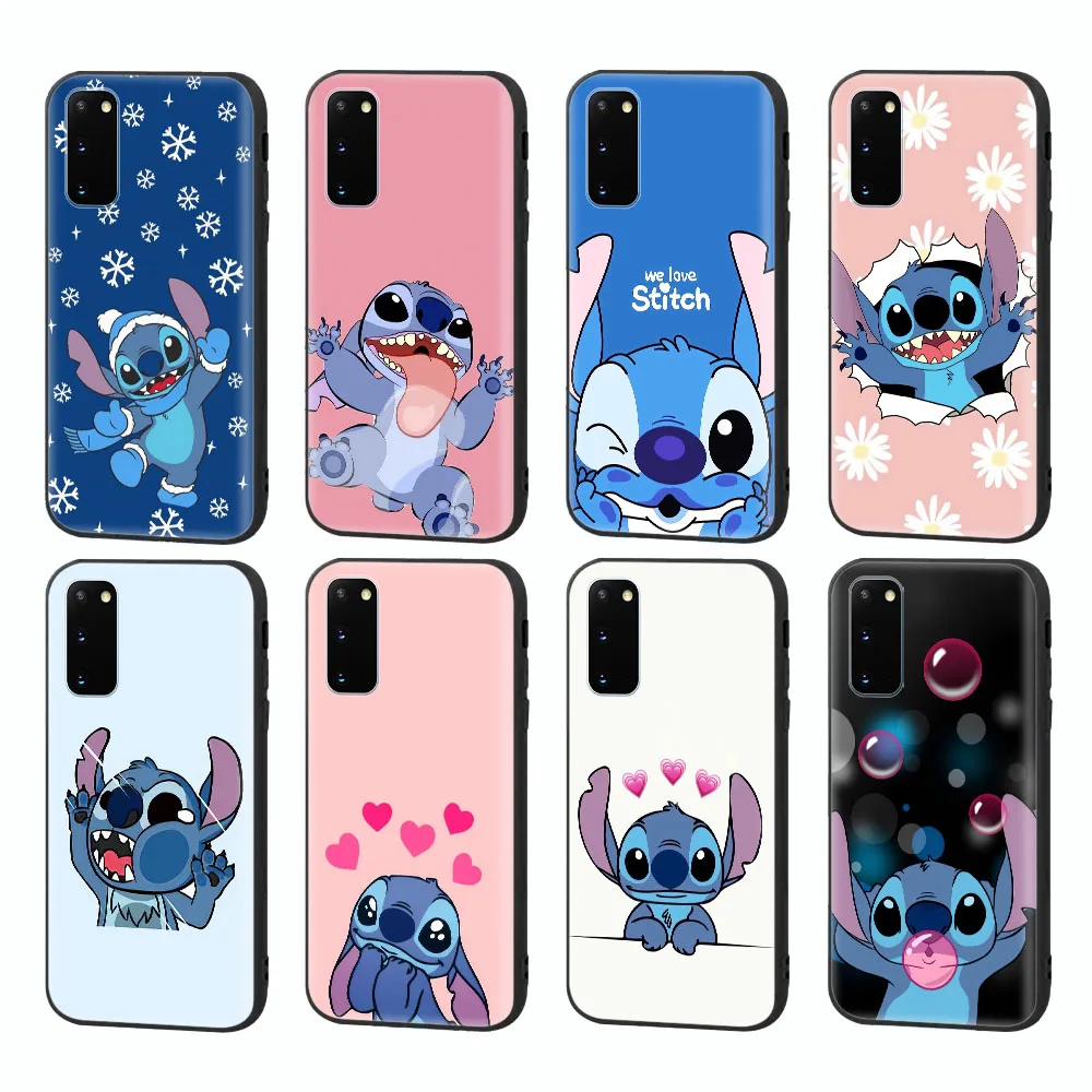 Черный чехол для Samsung Galaxy A01, A11, A21, A21S, A31, A41, A51, A71, M11, M31, M51, защитная задняя крышка, милый Стич