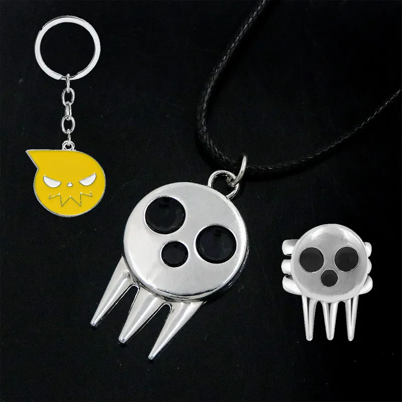 Anime Kid Pierścień Broszka Wisiorek Death the Kid Czaszka Rekwizyty Cosplay Metalowe Regulowane Pierścienie Męskie Damskie Biżuteria do Plecaka