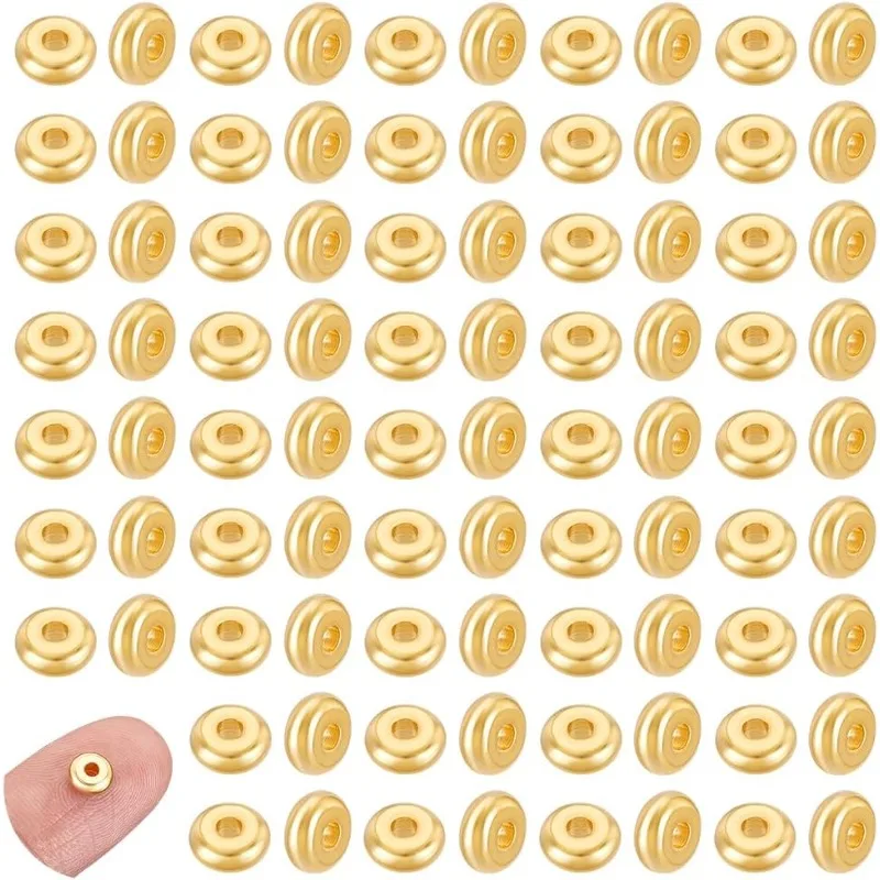 

100Pcs Stainless Steel Beads Real 18K Gold Plated Flat Disc Round Spacer Beads Rondelle Beads Hole 1.5mm for DIY Bracelet