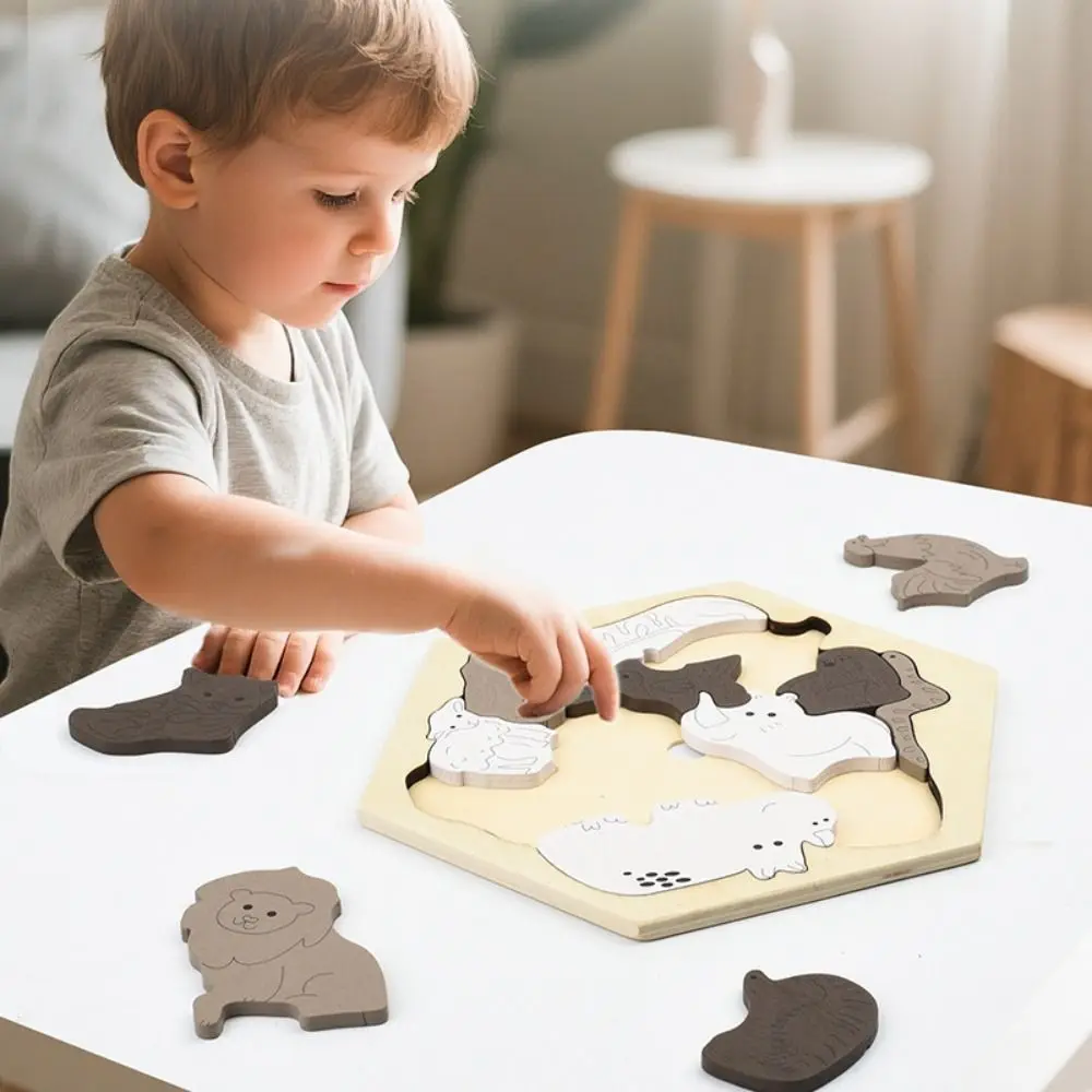 

Brain Burning Dinosaur Wooden Puzzle Farm Animals Home Decor Fruits Jigsaw Forest Animals Colored Unique Irregular Puzzle
