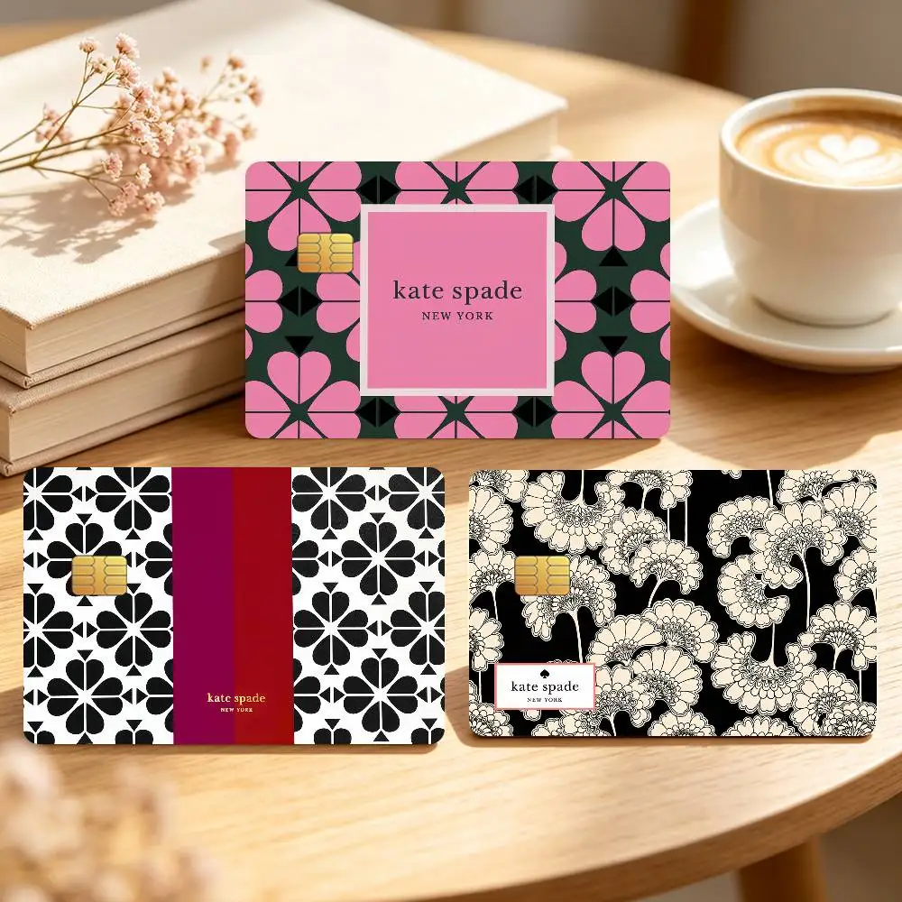 Fashion Art Credit Card Skin Stickers For Bank Bus Metro K-Kate Flower SpadeS Cards Waterproof Anti-Scratch Gift 4PCS