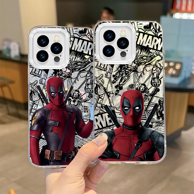 New Luxury Marvel Deadpool Phone Case for iPhone 16 15 14 13 12 11 Pro Max Plus XS XR 8 7 6 Plus Matte Gradient Shockproof Cover