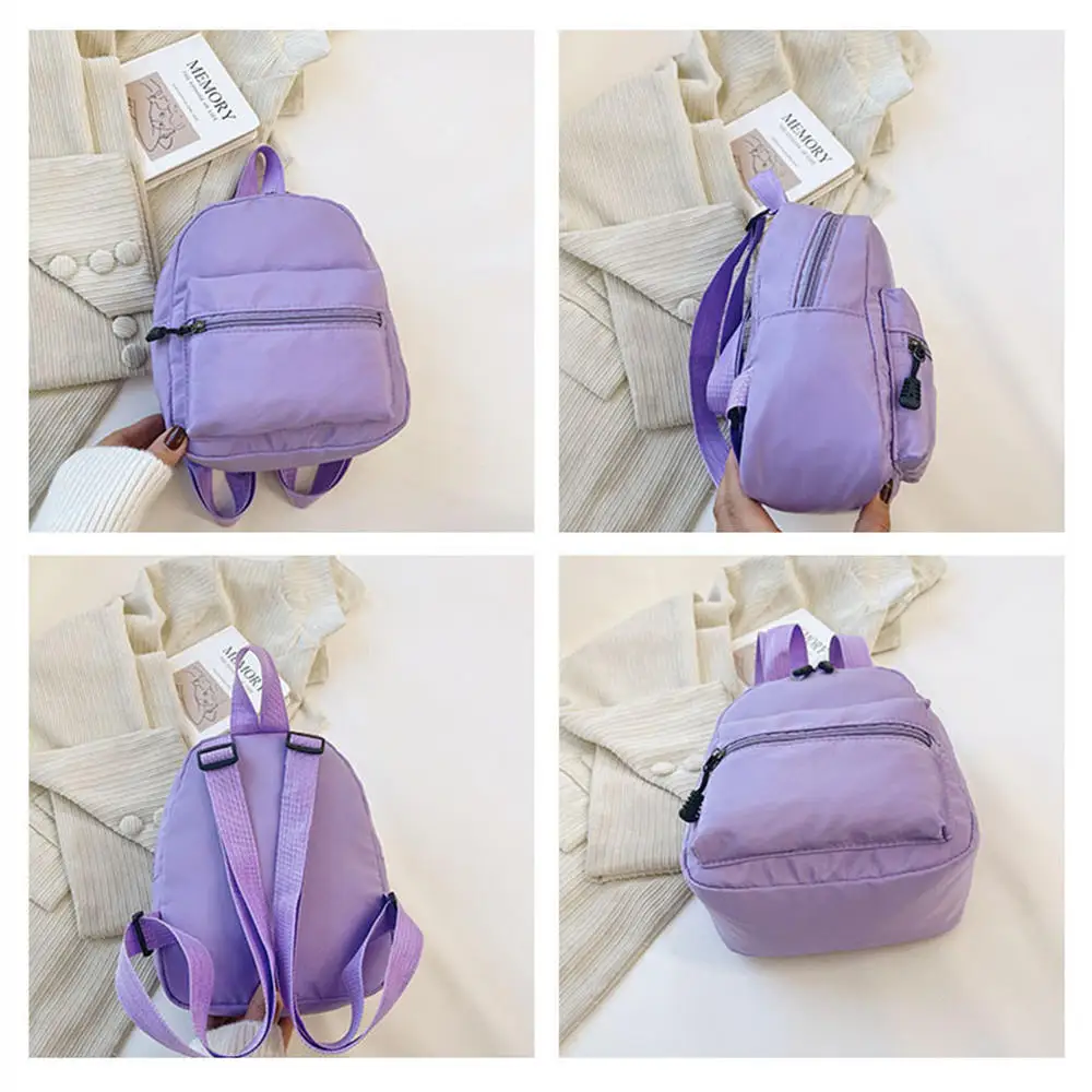 Mini sac à dos en nylon blanc pour adolescentes, sacs à dos décontractés pour femmes, petit sac d'école, tendance de la mode