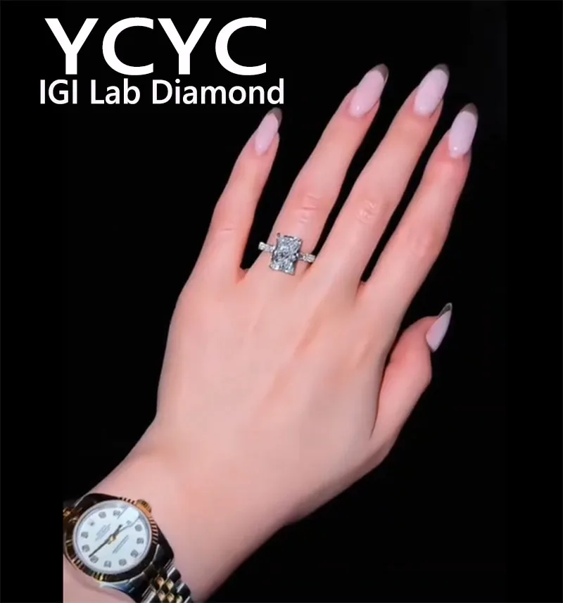 Lab Grown Diamond 3 5Ct Ring Solid14K White Gold Radiant Cut Diamond CVD HPHT DEF VS-VVS Wedding Ring Engagement ring
