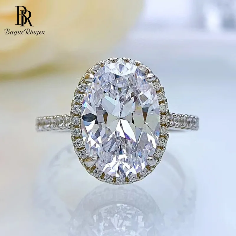 

Bague Ringen 925 Sterling Silver Colors Diamond Rings Luxury White 9*13mm Oval Gemstone Wedding Anniversary Jewelry Female Gifts