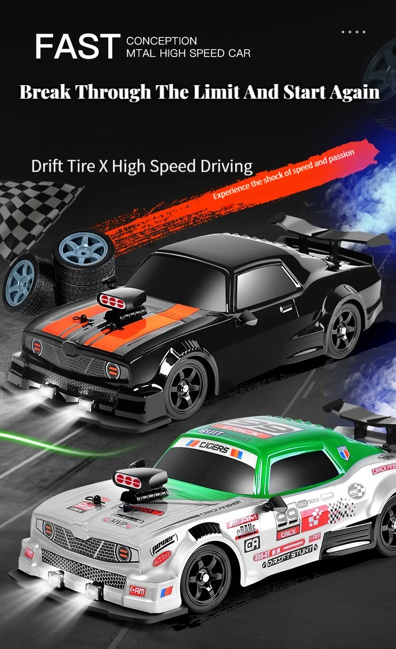 BuzzoXerex RC Drift Car, Mini Macchina Telecomandata Drift, 1/24 4WD Auto Telecomandata con Luce LED, 18km/h, Auto Giocattolo per Adulti e Bambini di Età Superiore agli 6 Anni (Rosso