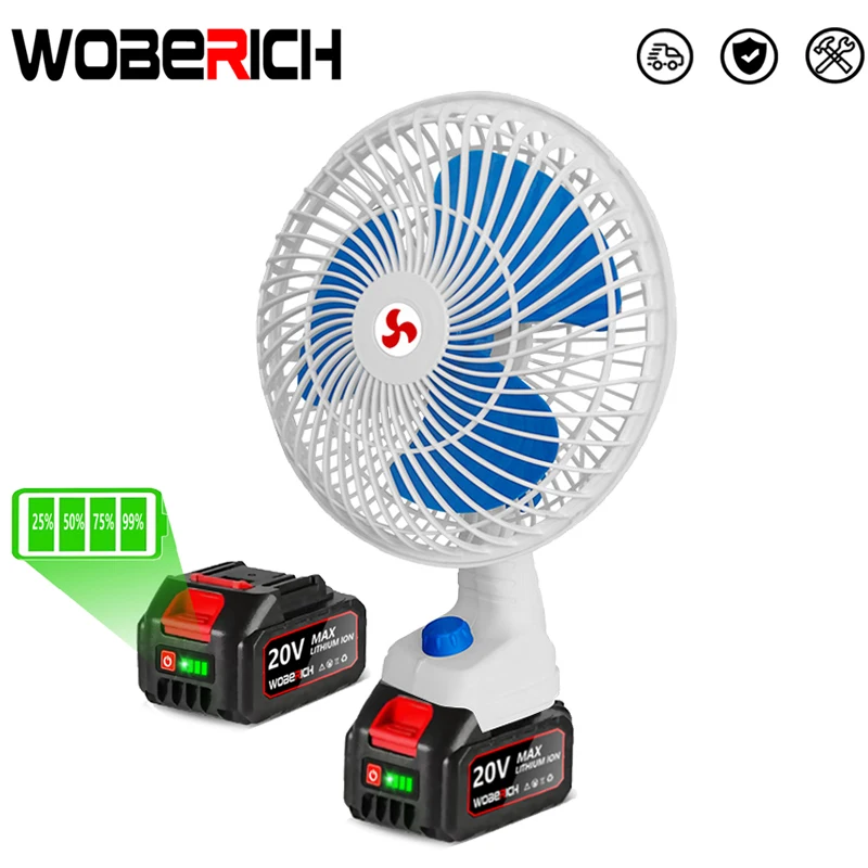 Metal Portátil Camping Fan Wireless ao ar Livre Pesca Desktop Vento Forte Fit Makita 18v Bateria 8