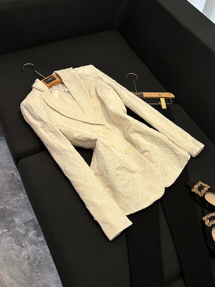 

Свободный крой, вышитый бисером женский Suiting Jaet, тяжелая вышивка, профессиональный Sle, осень-зима, универсальный ретро WY69