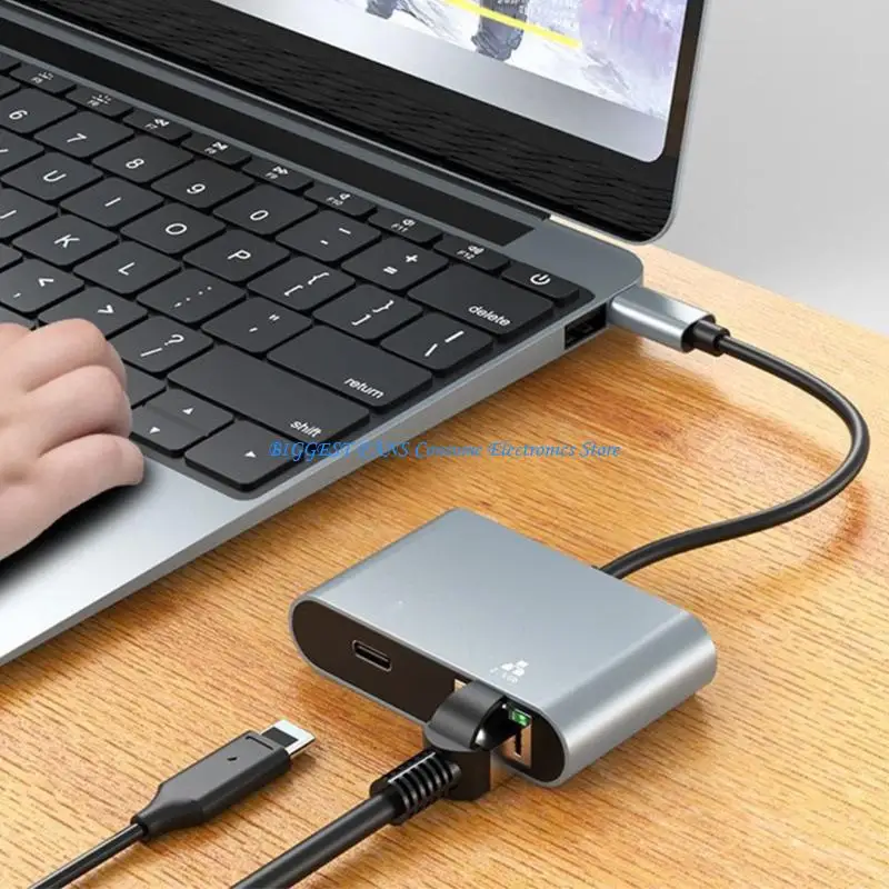 

Aluminum Alloy USB C Male to RJ45 Data Adapter with 2.5G Online and Power Delivery