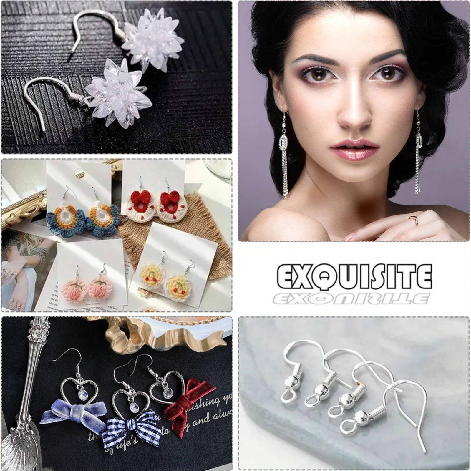 400pcs Hypoallergenic Earring Making Kit,925 Silver Ear Wires Fish Hooks,ump Rings,Clear Silicone Backs Stoppers - view 5