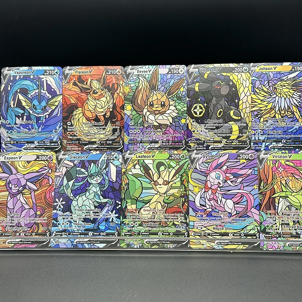 10Pcs/set Diy PTCG Eevee Umbreon Jolteon Self Made Cartoon Collection Card Anime Refraction Colorful Flash Card Gift view 2