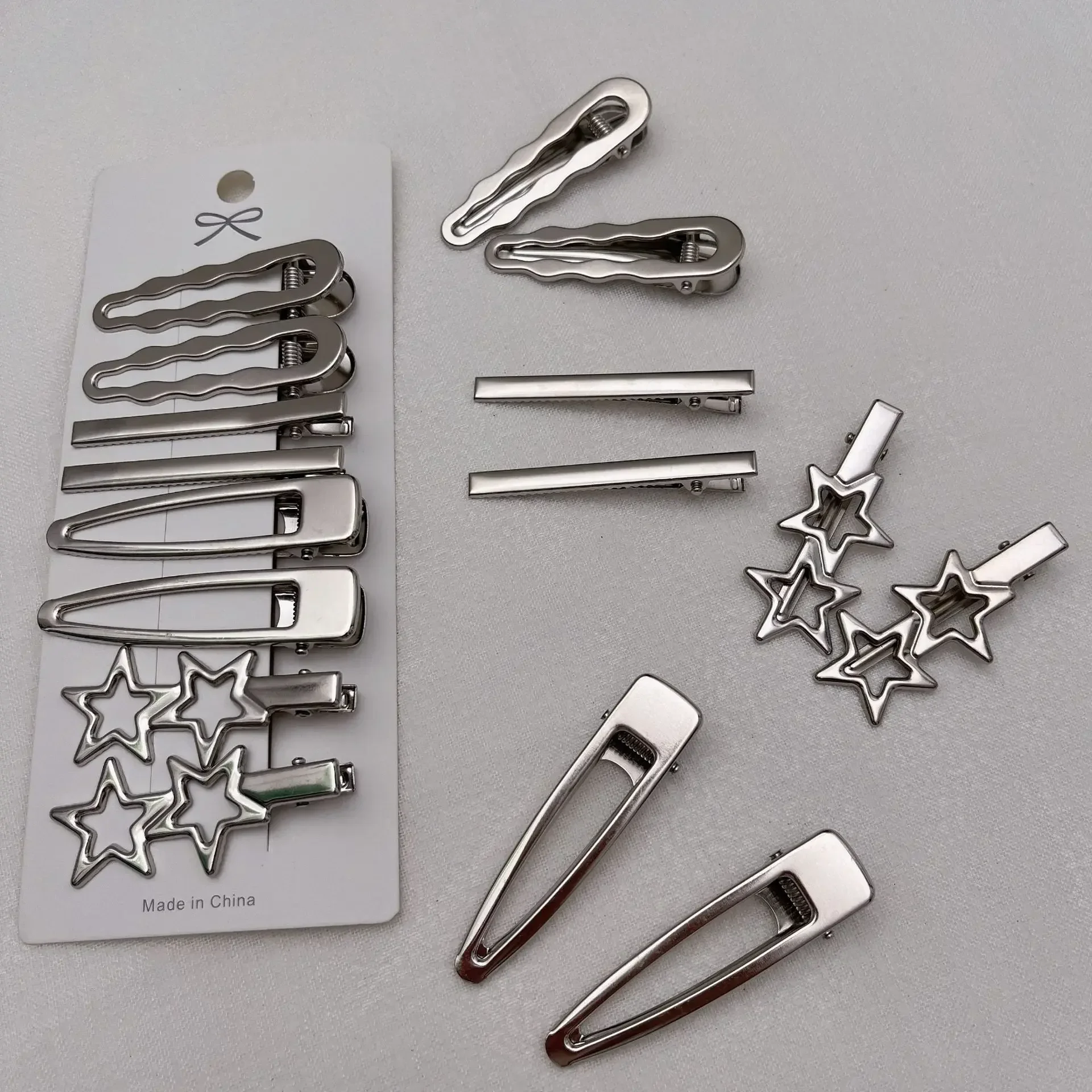 Sliver Metal Hair Clips Women Girls Y2K Duckbill Hairpin Personality Bangs Side Headwear Barrettes Hairclip Styling Accessories