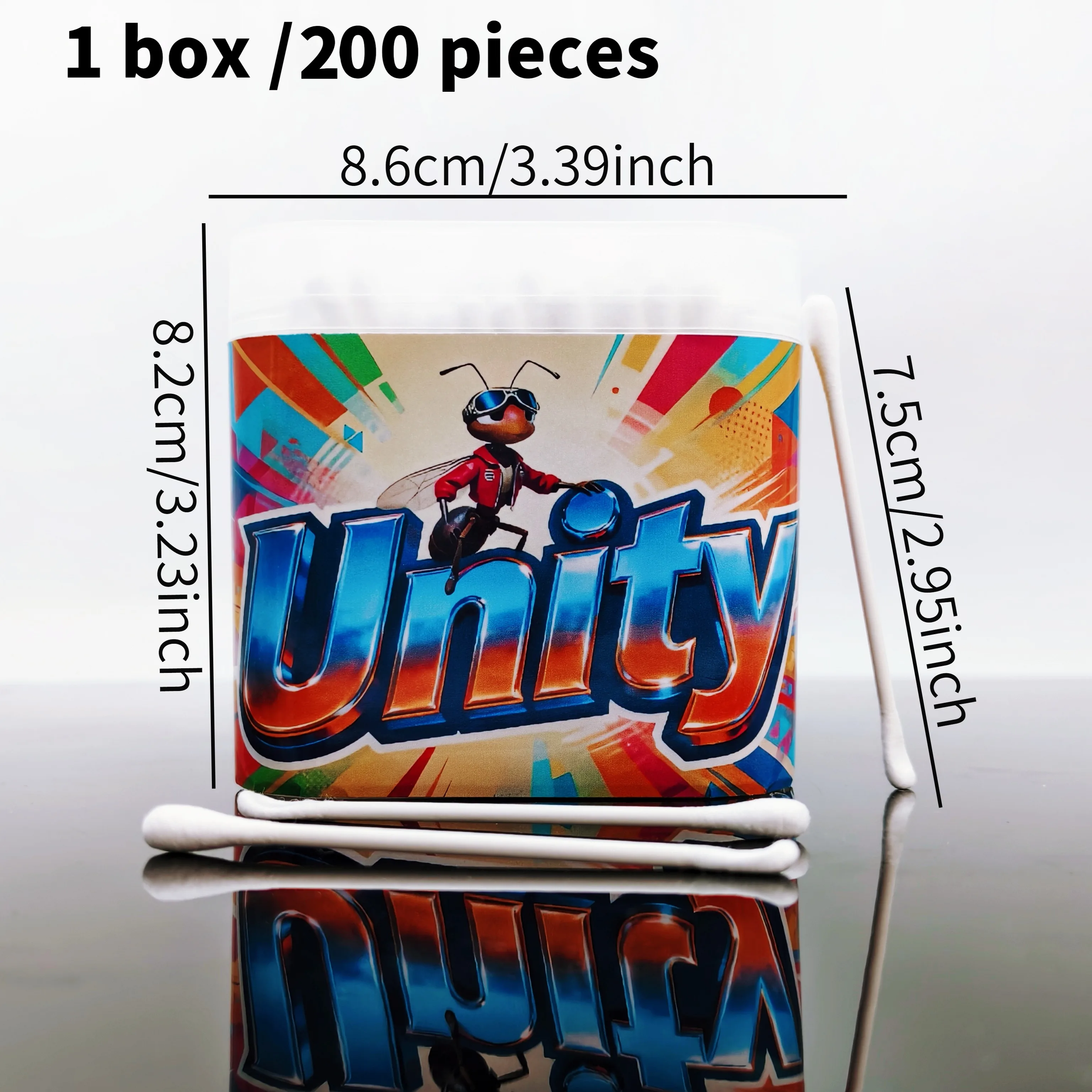 200개입 유니티 개미 패턴 양면 면봉 일상 가정 청소용 면봉