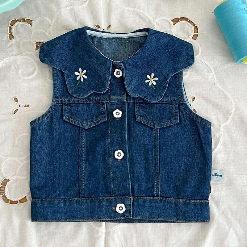 Infant Kids Baby Girls Lapel Denim Set Sweet Baby One Piece Rompers 2Pcs Clothing Sets Baby Girls Children\'s Clothes Suit